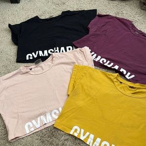 4 Gymshark gym crop tops in size medium